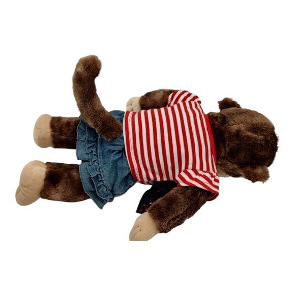 Build-A-Bear 2013 Monkey Plush Stuffed Toy + Clothes New York Shirt Denim Skirt - Picture 5 of 13